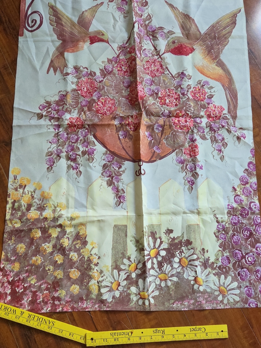 Floral Hummingbird Decorative Flag - Cream & Pink